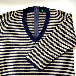 Benetton Striped Knit Dress with 3/4” Length Sleeves, One Size